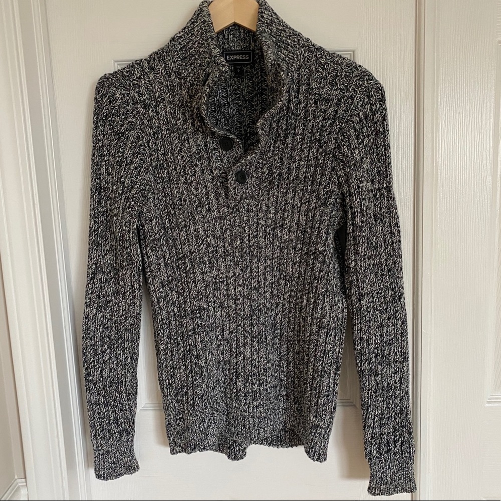 Express Men’s Gray Heavy Knit Sweatshirt